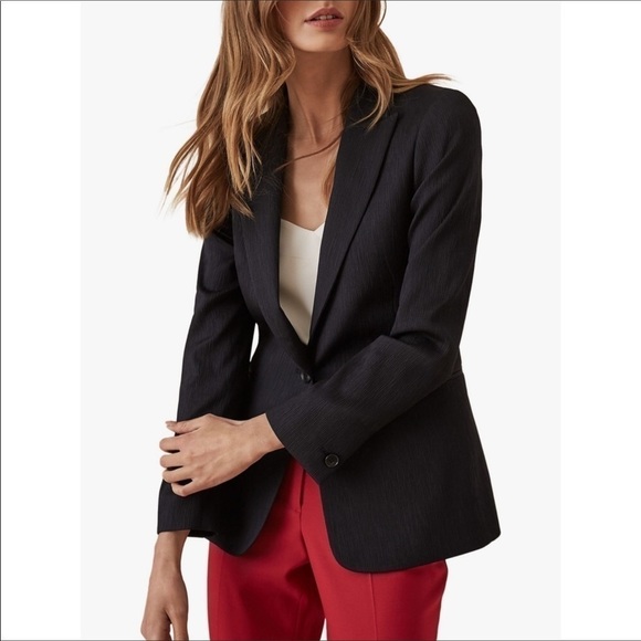 REISS Neya Textured Blazer In Navy NWOT - Picture 1 of 7